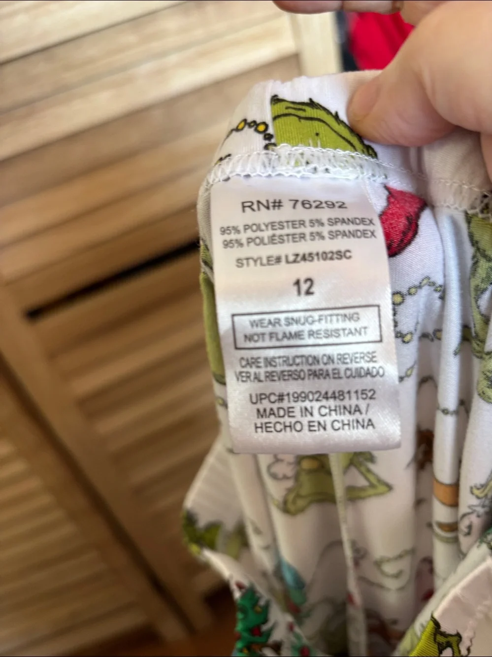 Kids Grinch Christmas Pajama Bottoms- White & Green 12